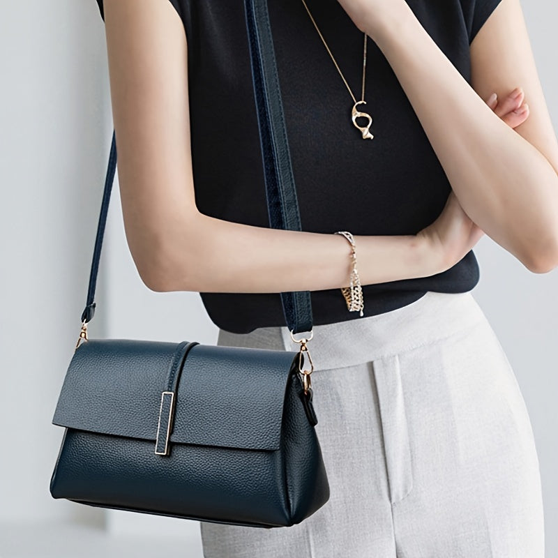 2024 Women's versatile genuine evening bag with high-end stylish shoulder crossbody design featuring three layers and large capacity square bag.