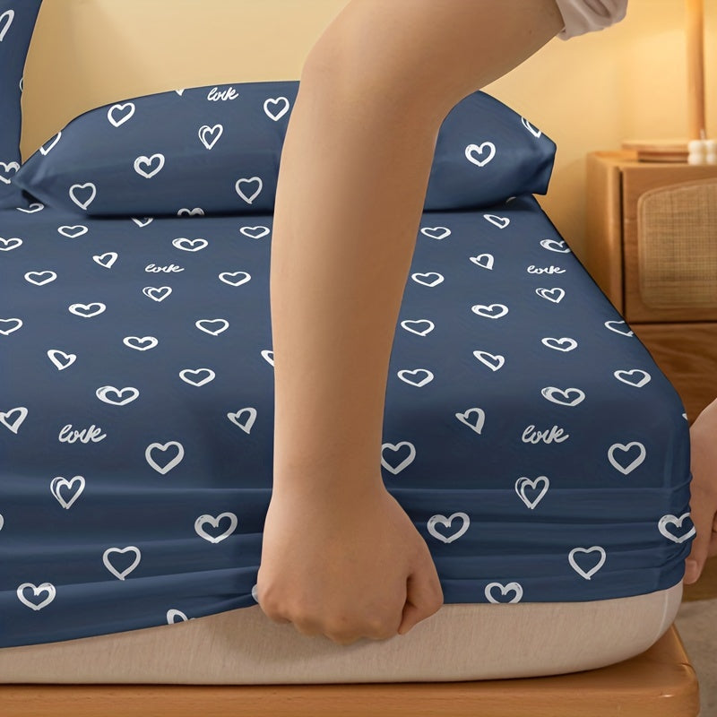 One piece of Simple Love Print Brushed Fitted Sheet, providing soft and comfortable bedding for your mattress. This protective cover is perfect for bedroom or guest room use, with deep pockets for a secure fit. Includes fitted bed sheet only.