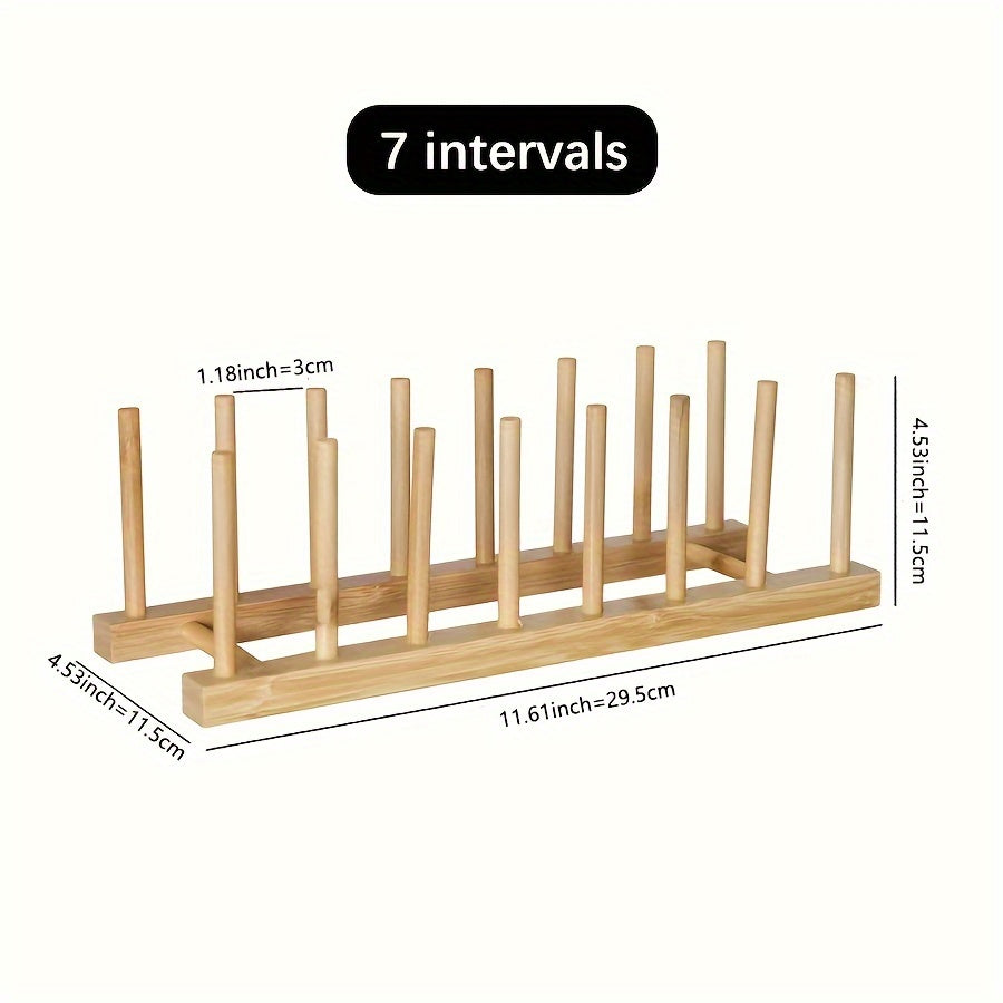 Bamboo Wooden Plate Rack for Kitchen Storage and Organization - Ideal for Dishes, Plates, Bowls, Cups, Pot Lids, Cutting Boards, and More! Can also be used as a Drying Rack, Bookshelf, or Home Kitchen Supply Organizer.