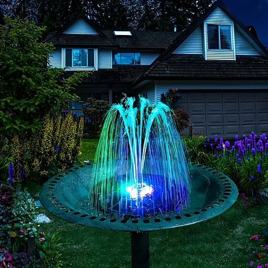 Energy-efficient solar fountain pump for bird baths, ponds, and gardens; high-quality, no electricity required.