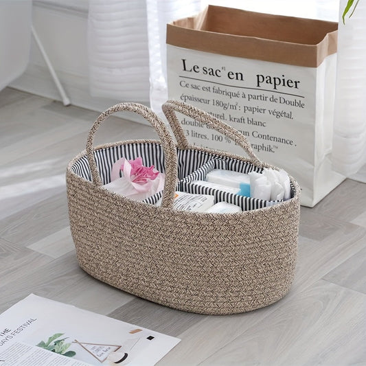 Versatile Storage Basket with Divided Compartments - Easily Portable Alphabet Design for Organizing Milk Bottles, Diapers, Baby Essentials, and Infant Supplies. This European-inspired Rope Laundry Basket offers ample storage capacity for your Home