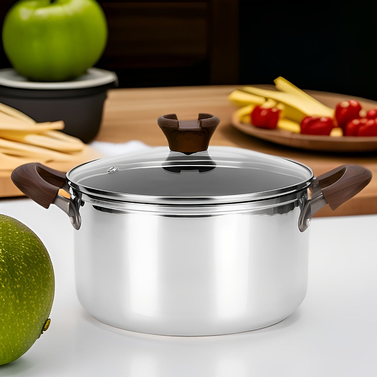 Experience the premium Stainless Steel Soup Pot with enhanced pasta cooking capabilities, showcased in luxurious packaging! Discover the key to perfecting pasta dishes for your family with a simple click.