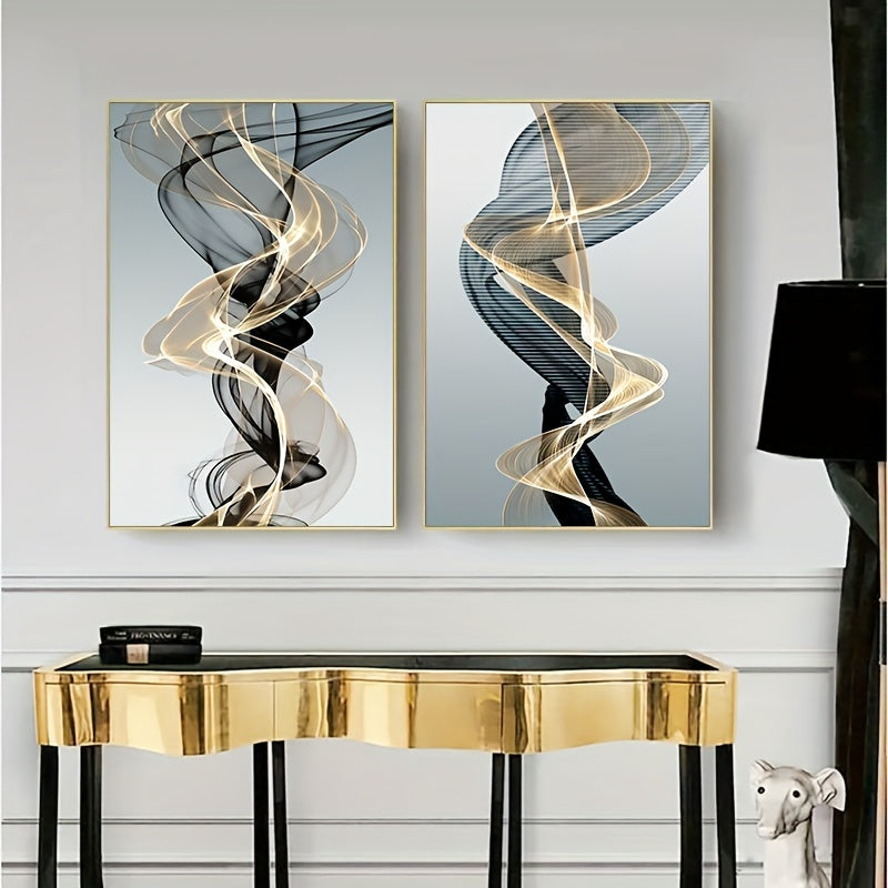 Modern Abstract Ribbon Canvas Painting Set of 3 for Bedroom and Living Room Decor, 40cm*60cm, No Frame