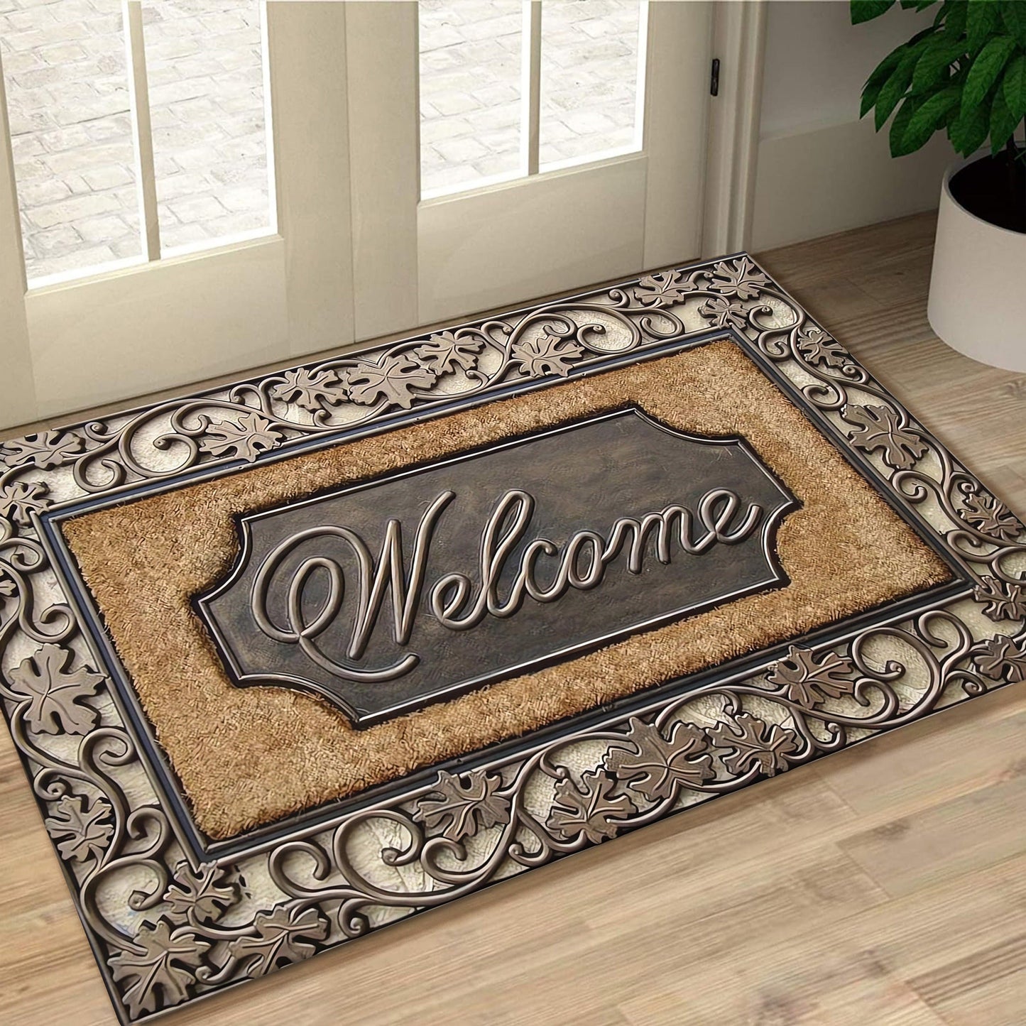 Welcome Home Doormat, with Abstract Line Pattern: Made of 100% Polyester, 6mm Thick, Non-Slip Rubber Backing, Machine Washable - Durable, Easy to Clean, and Decorative Mat for Door, Bathroom, and Entryway - Available in Multiple Sizes