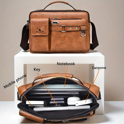 Weixier Men's Business Crossbody Bag made of PU material, suitable as a gift for Father or Anniversary.