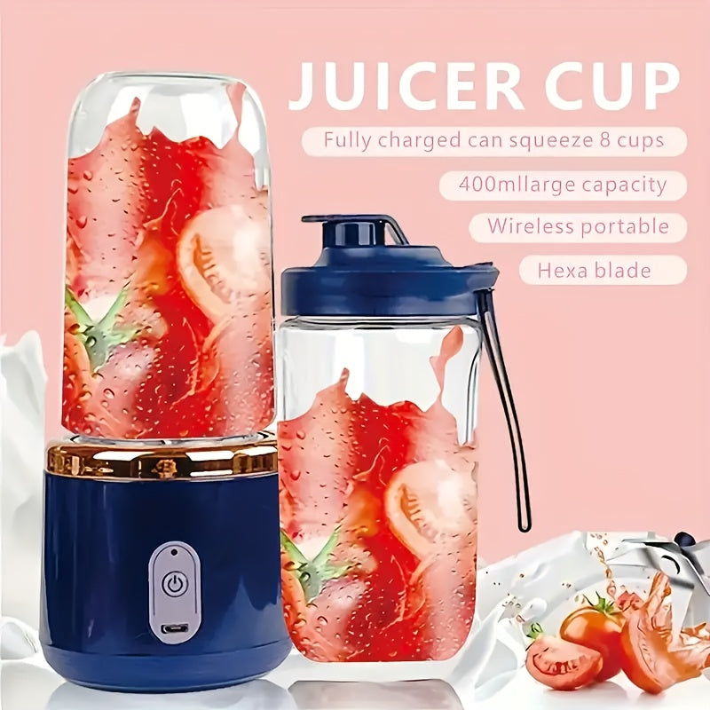 Compact and convenient USB rechargeable blender featuring a built-in lithium battery. This multi-function personal juice maker cup is perfect for home and travel, made from BPA-free plastic material for safe and healthy blending on the go.