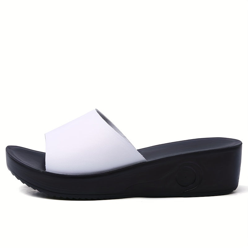 Women's comfortable open toe slip on platform wedge sandals, casual walking shoes.