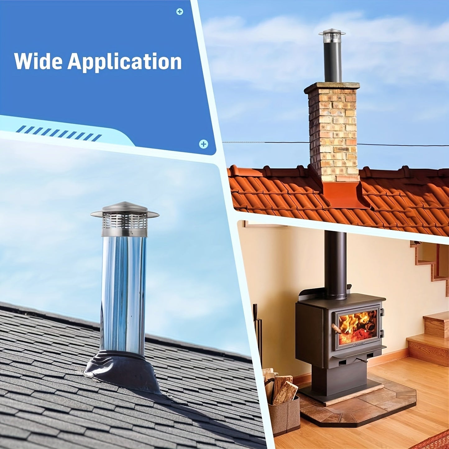 Protect your outdoor flue with this Stainless Steel Chimney Cap. Measuring at 20.32 cm round with a mesh screen, this 304 Vent Pipe Rain Cover has a 19.99 cm inner diameter to ensure protection from rain and other outdoor elements.