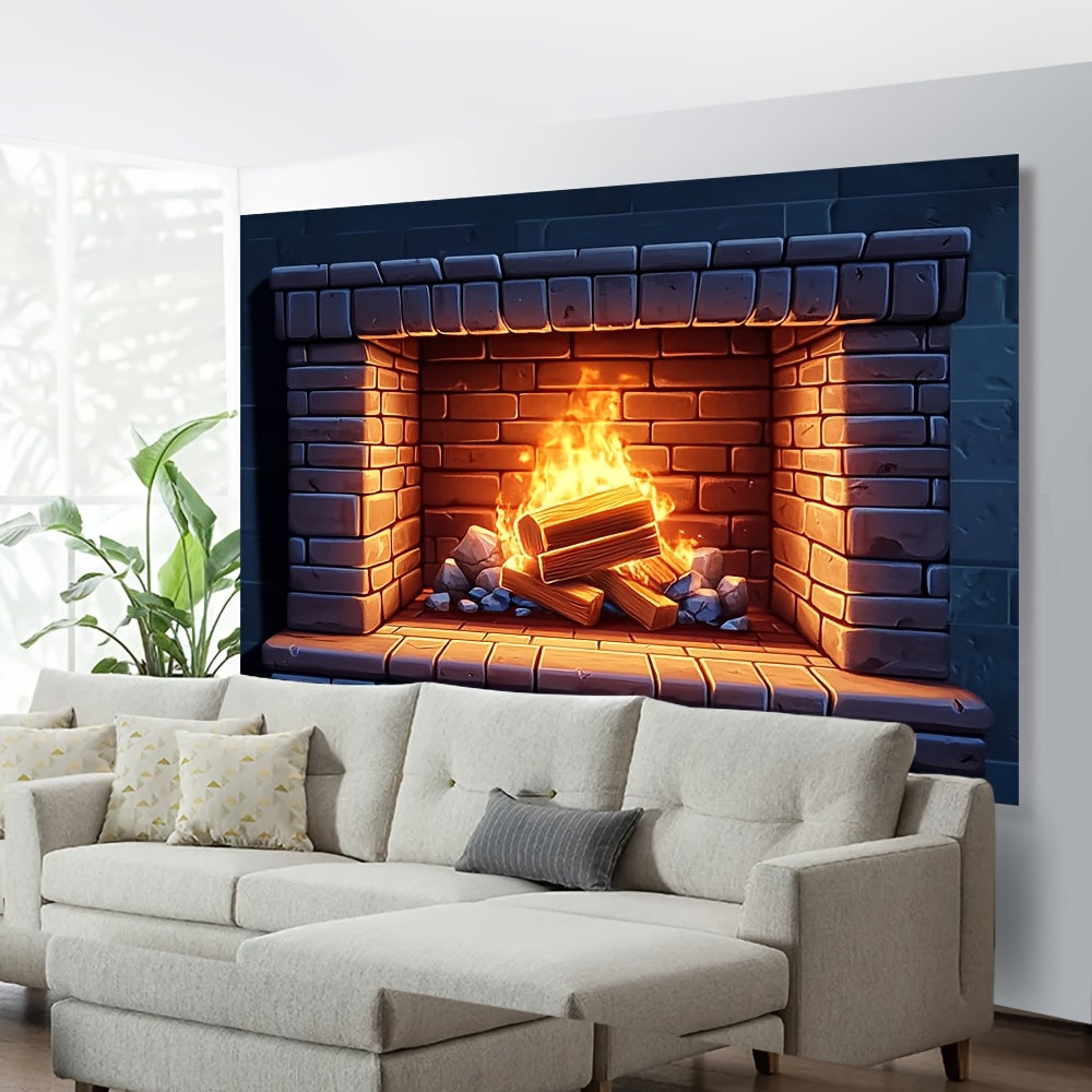 Create the cozy ambiance of a real fireplace with this 3D Fireplace Backdrop Cloth. Made from durable polyester, this wall decor is perfect for all seasons. Easy to hang with no need for electricity or batteries, it is a perfect addition to any bedroom