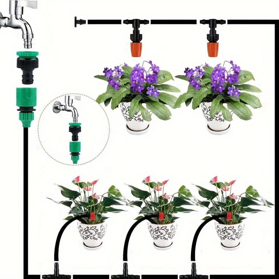 1pc Black Plastic Drip Irrigation System with Micro Sprinkler for Lawn and Garden, Requires No Power, Suitable for Self-Watering of Garden Plants.