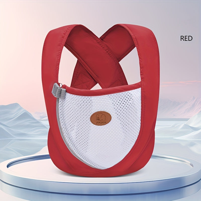 Breathable, multifunctional youngsters carrier with polyester fiber shoulder strap, buckle closure, hand wash only. Available in mixed colors. Youngsters wrap carrier.