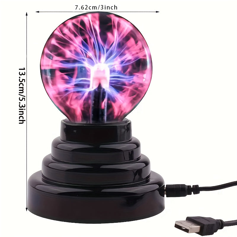 Enhance the mood at your next party with this 5-inch Interactive Plasma Ball Light. Touch and sound-activated, this USB-powered LED lamp is perfect for adding ambiance to any space. Use it as part of your art decor or give it as a unique gift to someone