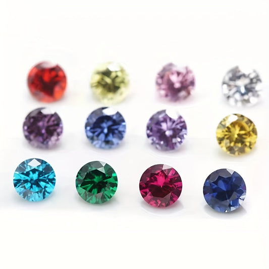 [Customer Favorite] Set of 12 Mixed Color Synthetic Cubic Zirconia Gemstones, Brilliant Cut, Perfect for DIY Jewelry Making. Round Inlaid Gems in 6mm, 8mm, and 10mm Sizes.