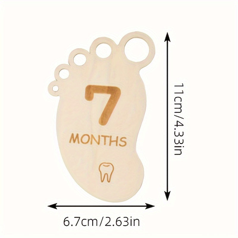 Set of 14 Wooden Footprint Milestone Cards for Monthly Photography Props, Full Moon Sign, Birth Board, and First Year Growth. Also includes Pregnancy Journey Milestone Cards, perfect for Youngsters's Gift Parties and holiday celebrations such as