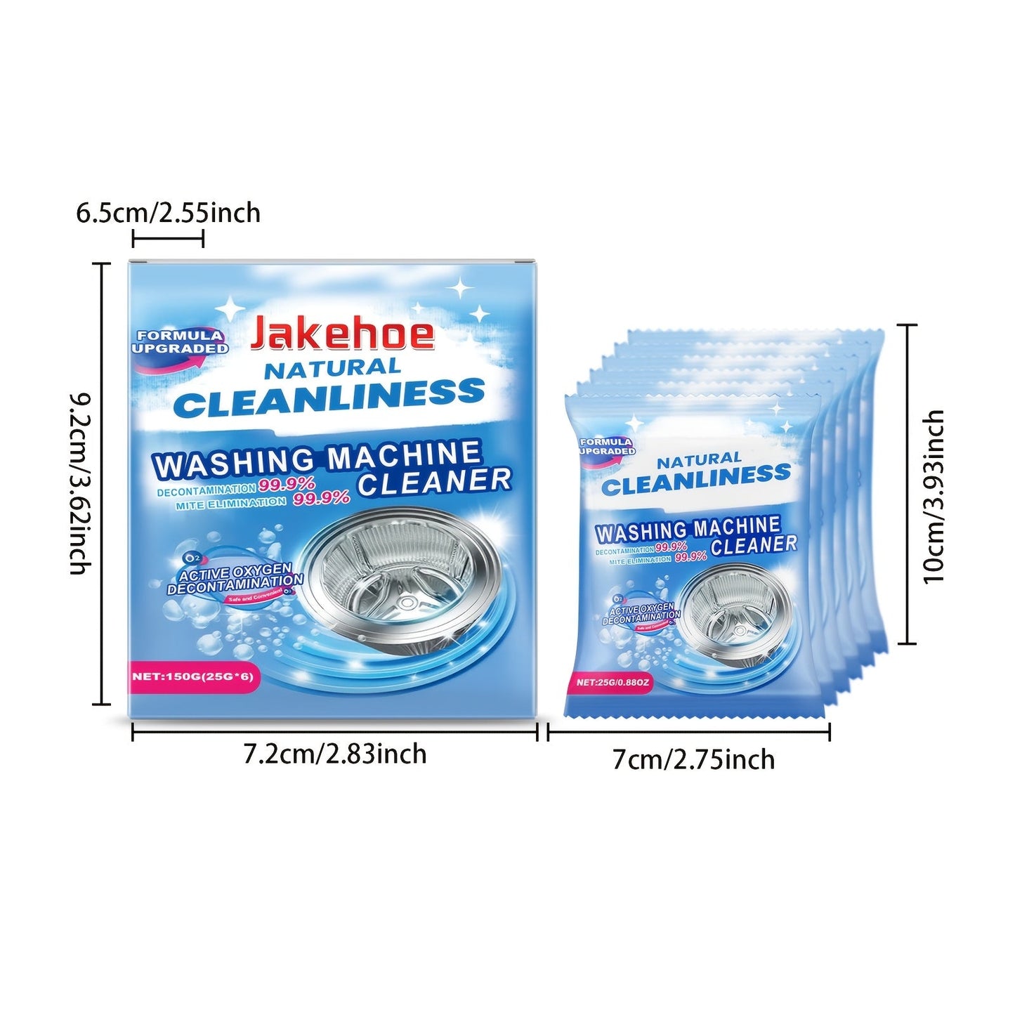 Jakehoe Stain Remover & Cleaning Powder for Washing Machines: 1 Piece, Sodium Bicarbonate Formula for Residue-Free Cleaning, Multi-Effect Stain Removal and Odor Elimination at Home