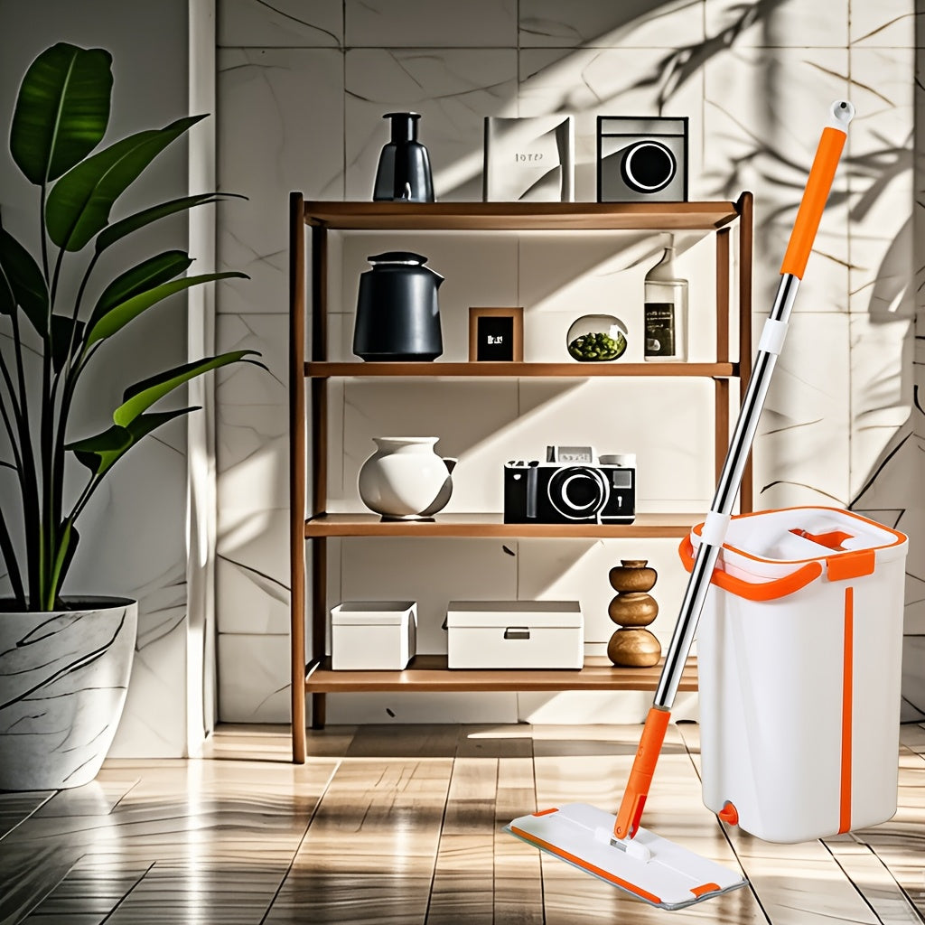 Get the best of both worlds with our 2-in-1 Dry and Wet Mop and Bucket Set Cleaner. This versatile household cleaning tool comes with 2 reusable mops and is suitable for use in the kitchen, bathroom, living room, and bedroom. No need to worry about