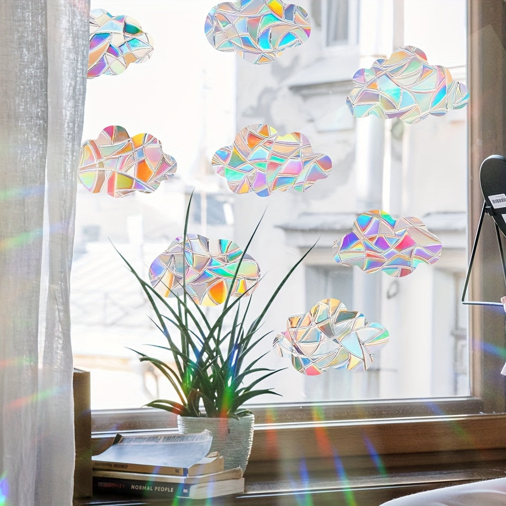 Contemporary Style Round Glass Sun Catcher Rainbow Window Film - Electrostatic PVC Sticker for Home Decor, Helps Prevent Bird Collisions