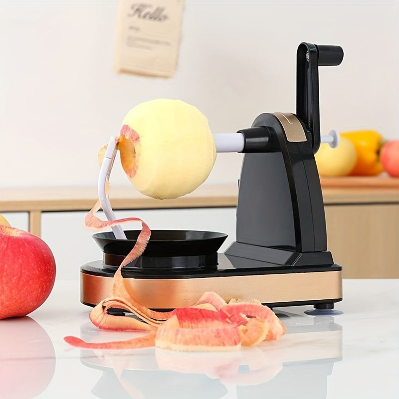 Effortlessly peel fruits and potatoes with the 1pc Easy-Twist Hand Peeler. Made with durable ABS construction and featuring automatic rotation, this peeler is perfect for kitchen use. It is food-safe and provides quick and effortless peeling.