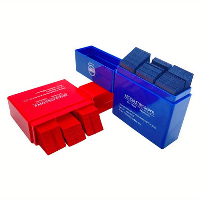 300 sheets of red and blue dental articulating paper, 0.1mm thick. Great for teeth whitening and oral care, ideal for professionals and personal use.