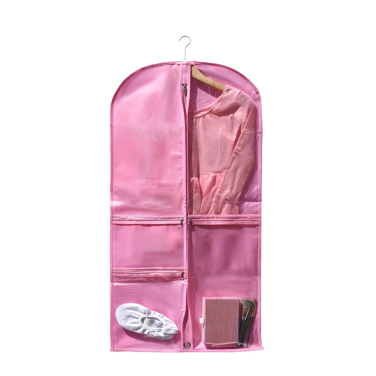 1 piece of Translucent Simple Dustproof Storage Bag, perfect for storing dance skirts or hanging clothes. Great for closet organization and travel. Features a visible translucent window, ideal for competitions, traveling, and storage. Makes a perfect