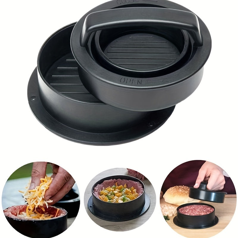 Get ready for the ultimate burger-making experience with the 1pc 3in1 Burger Press! This innovative tool combines a patty press, cheeseburger press, and creative burger press all in one. The non-stick surface makes it easy to create perfect burgers every