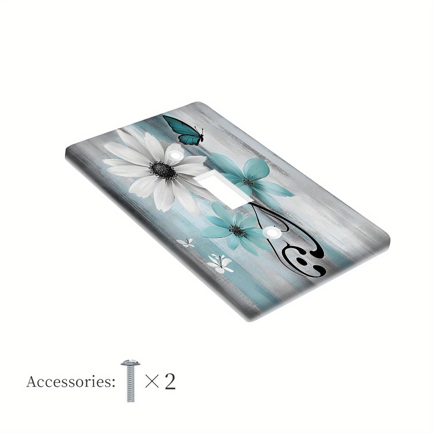 1pc Farm Teal Daisy Floral & Butterfly Wall Plate for Light Switches and Outlets - Versatile, Economic, & Easy to Clean.