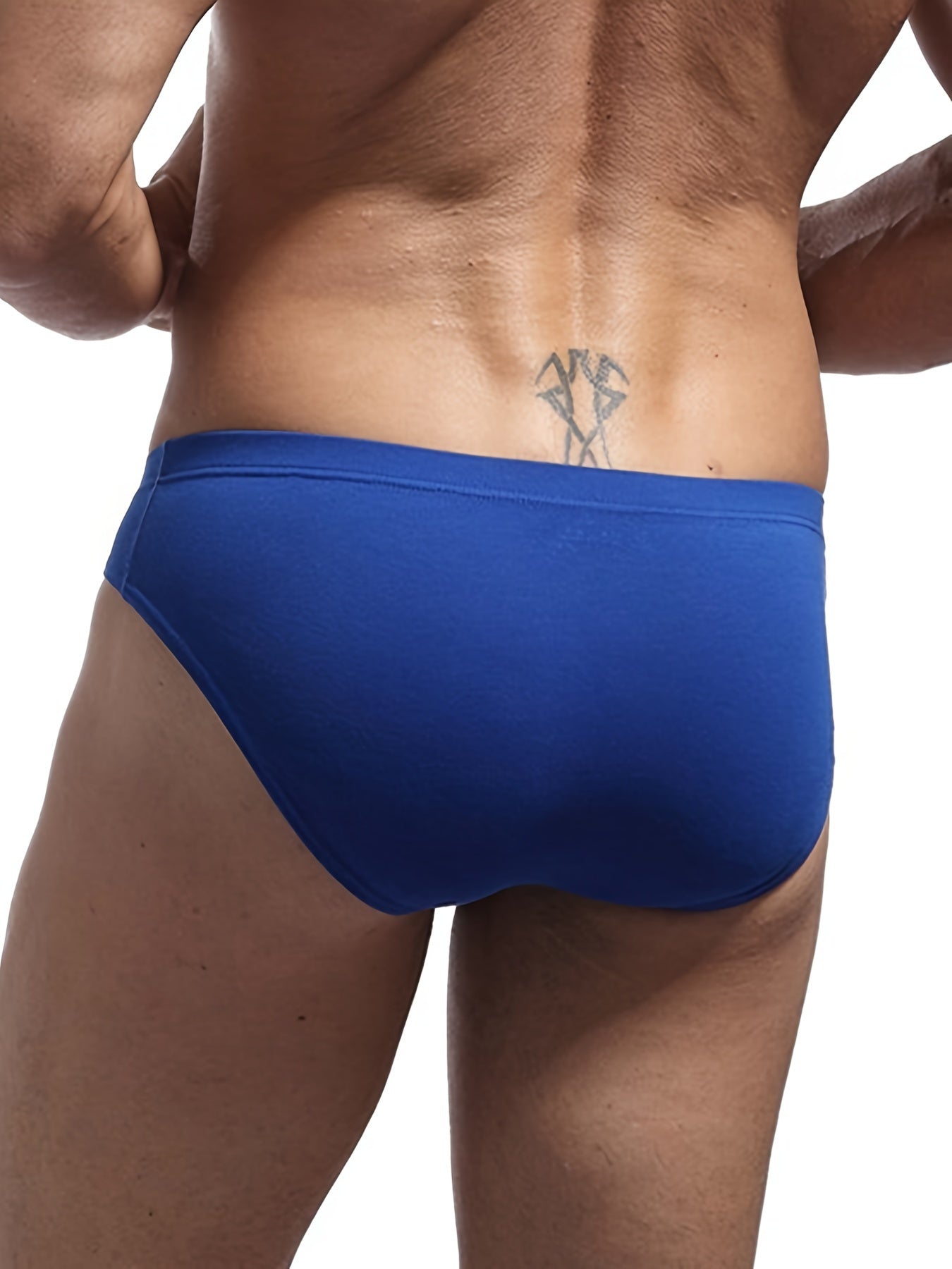 3-pack JOCKMAIL Men's Low Waist Briefs in Blue, White, & Black with "JOCKMAIL" Waistband Detail, made of Breathable & Comfortable Cotton Blend.