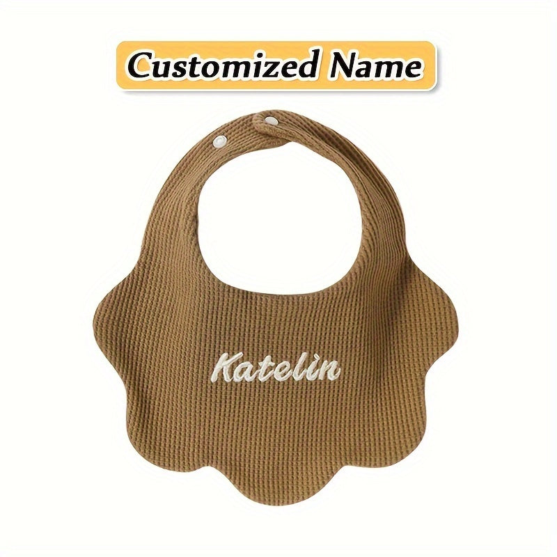 3 Packs of Pure Cotton Baby Bibs with Customized Name, Soft and Breathable, Highly Absorbent, Adjustable Snaps, Ideal Birth or Holiday Gift