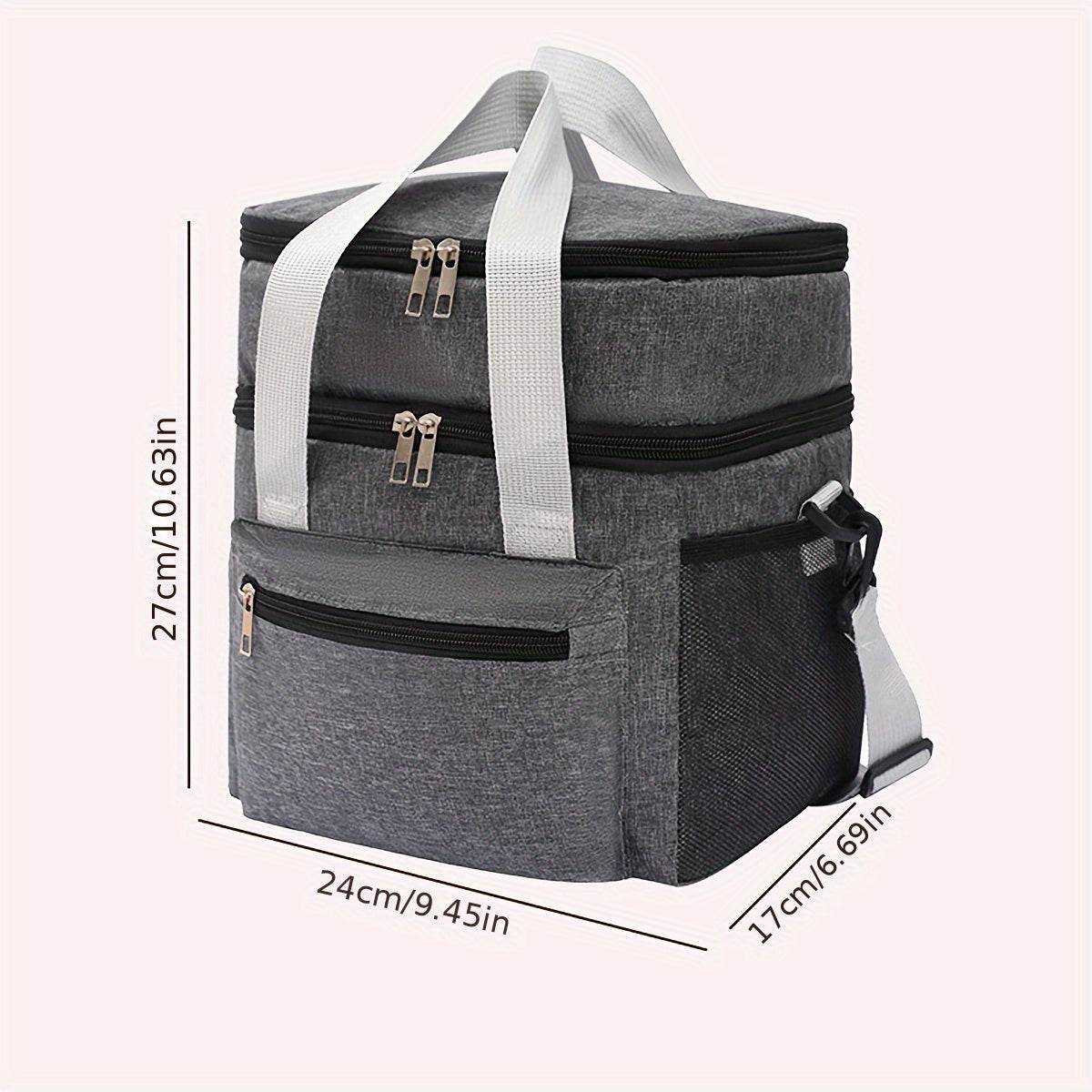 Spacious Insulated Lunch Bag - Two Layers, Leakproof & Eco-Friendly Cooler Carrier for Outdoor Dining, Trips, Work - Can be Worn Across Body or Carried by Hand