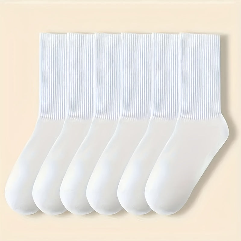 10 pairs of simple and comfortable mid-calf black and white socks, suitable for autumn and winter, for both men and women.