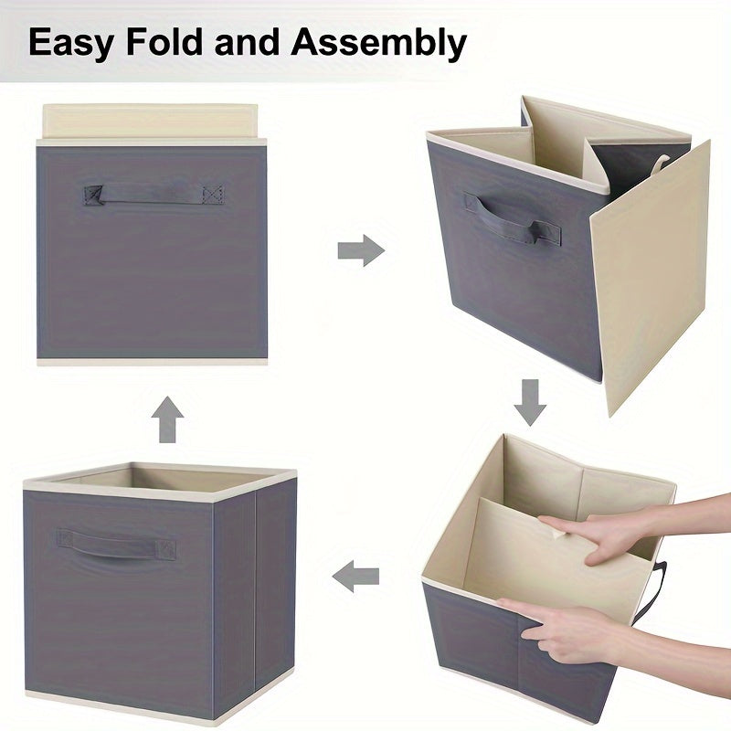 Six fabric folding storage boxes for household living supplies, perfect for organizing clothes. Ideal for Halloween or Christmas gifts.