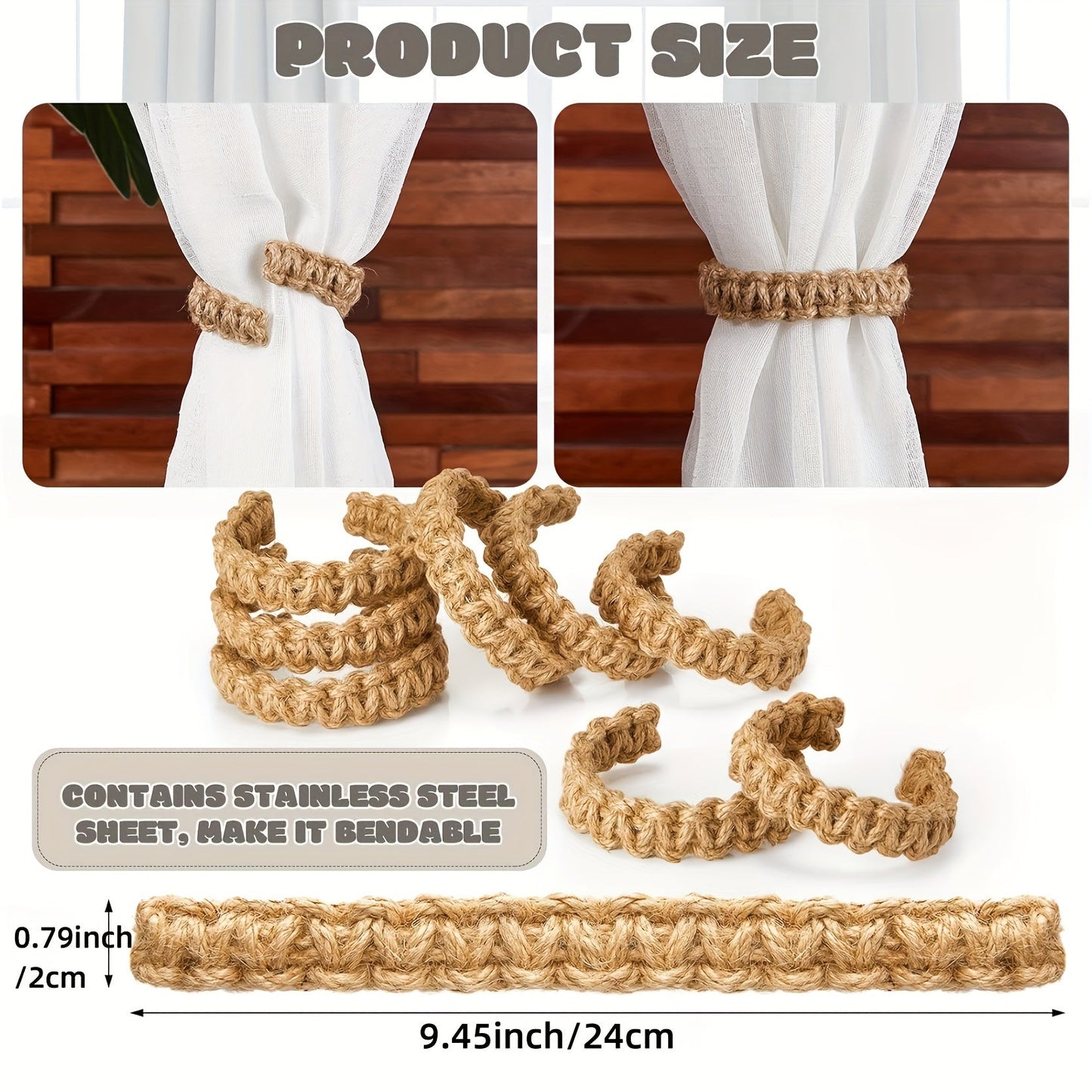 Curtain Tie Rope Braided Curtain Clip Set for Bedroom Living Room Home Decor - Includes 2pcs/4pcs Curtain Tiebacks