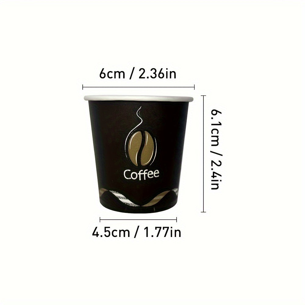 Pack of 50 disposable paper cups coated with poly, each holding 4oz. Versatile cups suitable for espresso, mouthwash, and snack tastings at home, office, or gatherings. Made of food-grade material and recommended for hand washing. Package includes 200