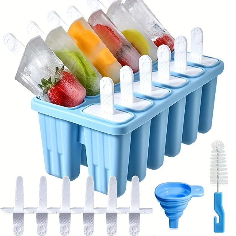 Silicone Popsicle Maker Set with 6/12 Cavities - Free of BPA, Comes with Easy Release Ice Pop Molds, Reusable Sticks, and Cleaning Brush