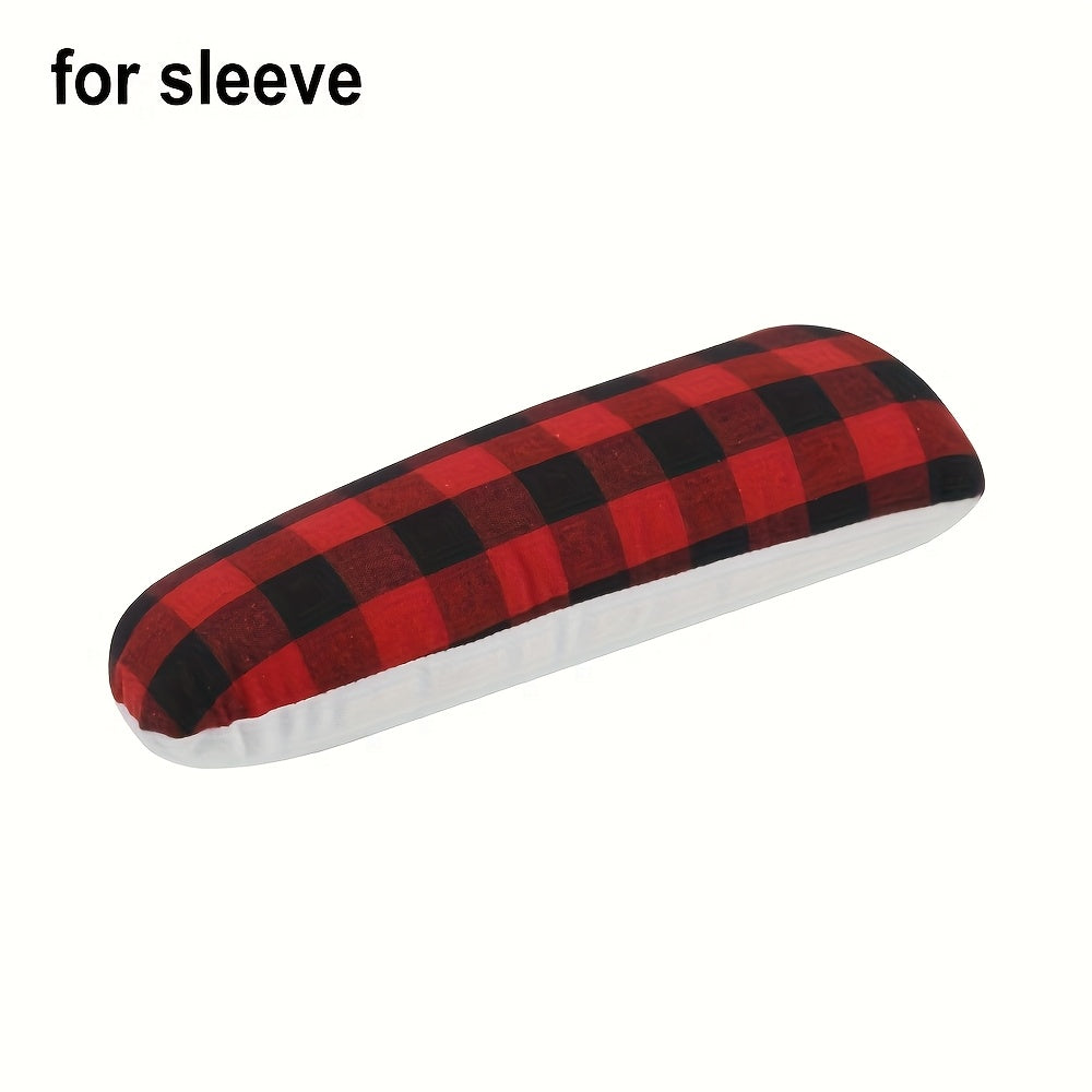 Set of two black and red checkered tailor hams and seam rolls for professional ironing and sewing, featuring a tailor sleeve roll for precise ironing, a curved pillow for ironing shoulder covers, and a portable heat-resistant household ironing tool.