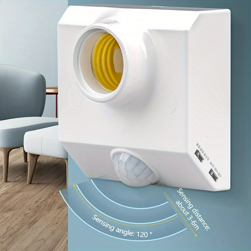 1/2 pcs LED automatic human body infrared IR sensor lamp holder with E27 base and PIR motion detector.