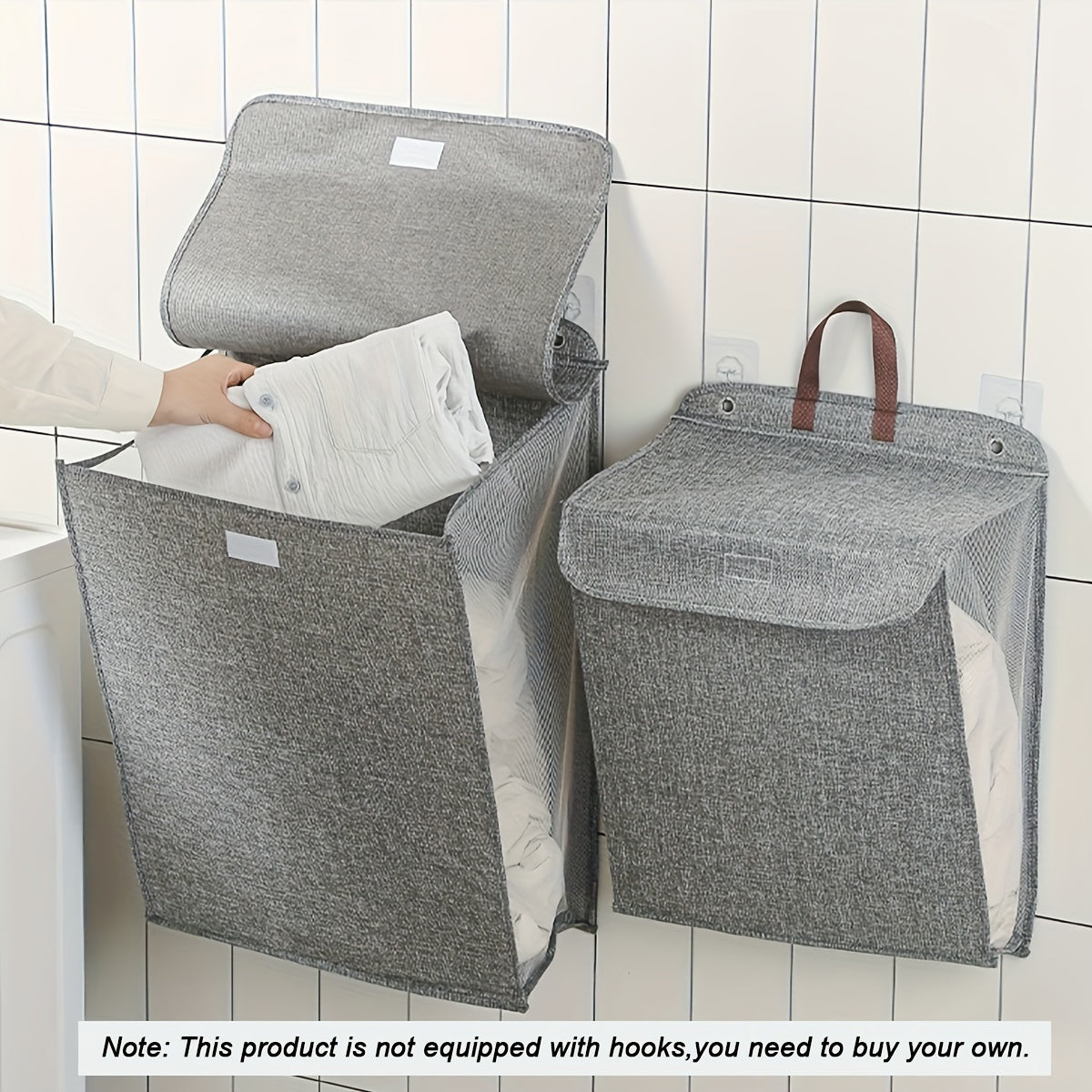 Multifunctional Folding Laundry Basket - Polyester Clothes Storage Hamper that is Wall-Mountable and Washable for Home Organization.