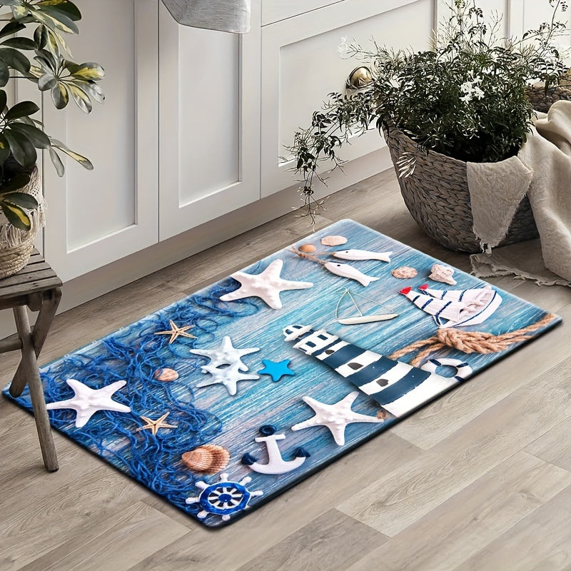 Soft flannel floor mat for the toilet and bathtub, with an absorbent edge foot mat. Perfect for the bedroom, living room, coffee table, balcony, bay window, and door. Featuring a stylish printed design and exceptional absorbency.