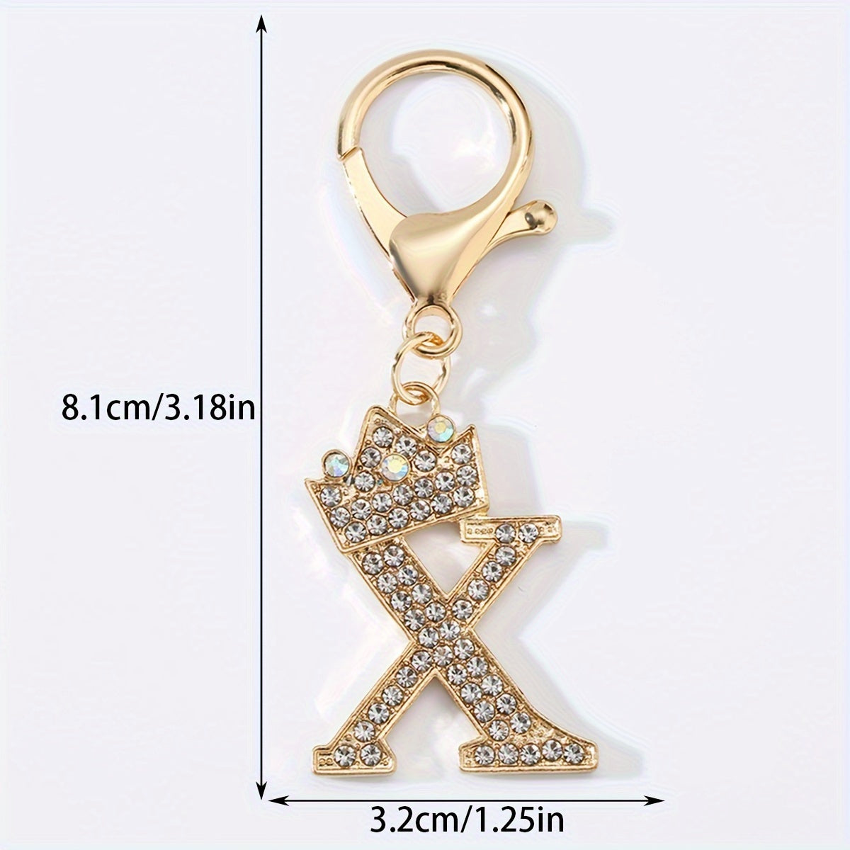 1pc Fashion Zinc Alloy Artificial Diamond Crown 26 English Letters Key Chain for Men, Bag Pendant for Friends.