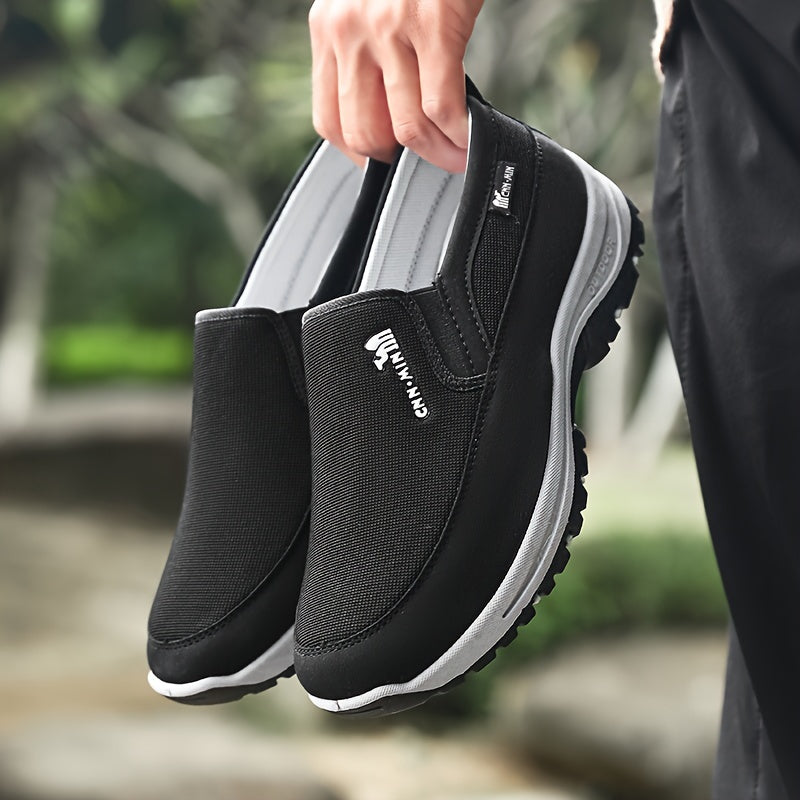 Sturdy non-slip slip-on sneakers for men, ideal for park workouts, camping, and hiking.