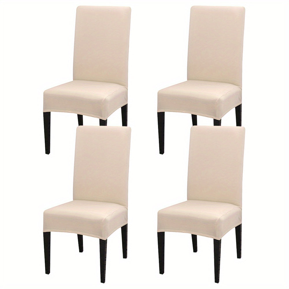 4 pieces or 6 pieces of milk elastic chair slipcovers for home decor in the kitchen, dining room, office, living room, hotel, or for weddings.