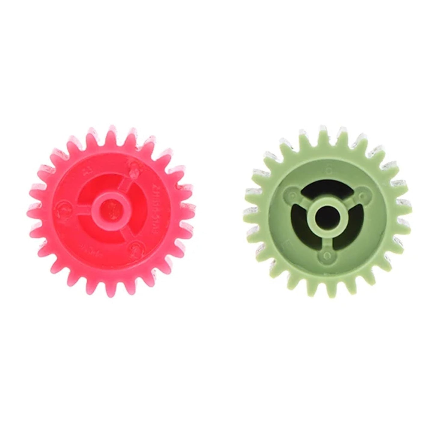 One pack of compatible motor gears for DEEBOT OZMO 950/920/N5/N8 T5/T9/T8 includes a plastic side brush motor gear, requiring no electricity. The pack includes 1 red gear and 1 green gear, suitable for use as a robot vacuum cleaner accessory.