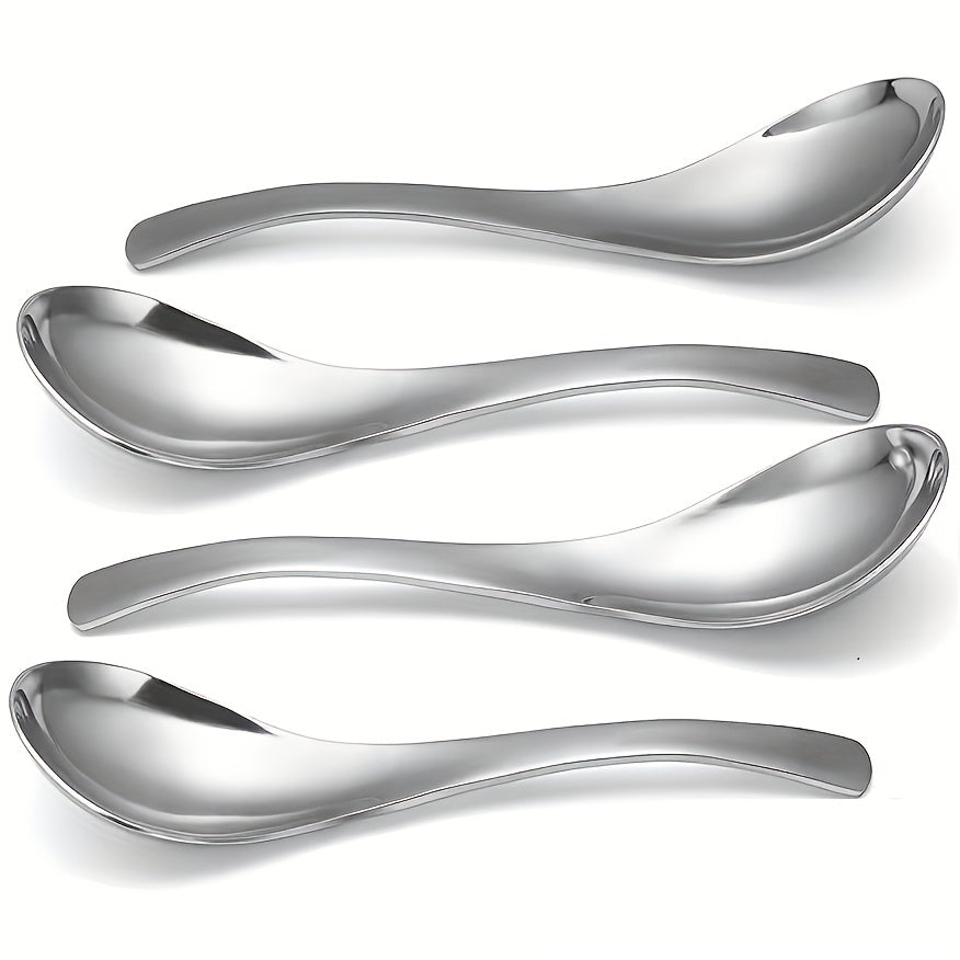 Set of 6 thick heavy-weight stainless steel soup spoons with classic and concise design. Dishwasher safe. Perfect for teacher, Christmas, Halloween, autumn harvest, Thanksgiving, or wedding.