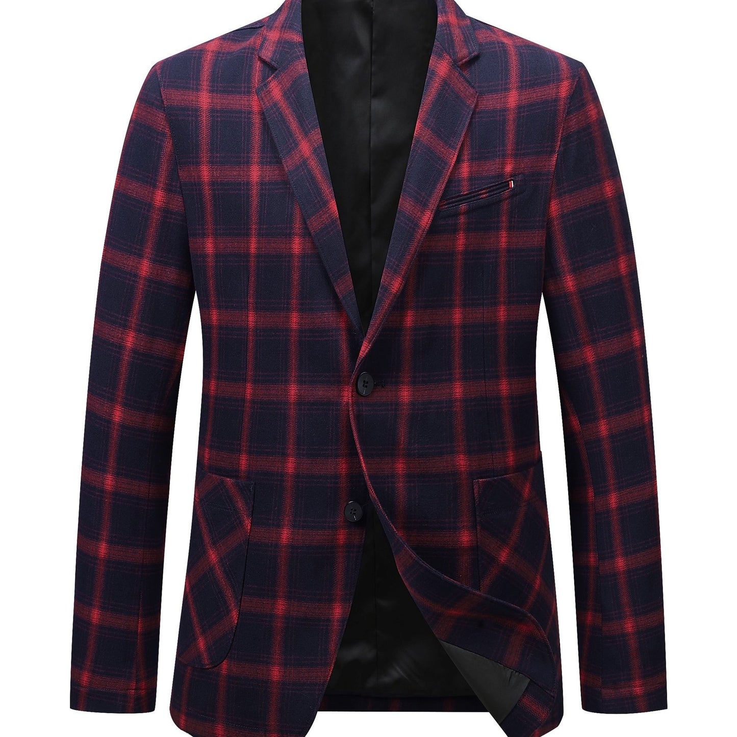 Men's plus size summer blazer in casual plaid, long sleeve, machine washable, suit jacket.