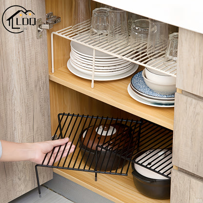 1pc Expandable Metal Shelf Organizer for Kitchen Countertop - Sturdy and space-saving storage solution with non-slip and rustproof features, ideal for pantry, spice rack, or restaurant