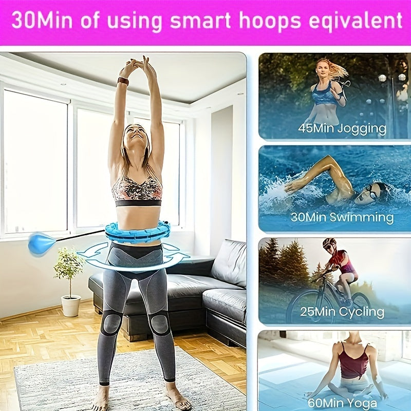 Adjustable Weighted Fitness Circle for Weight Loss & Strength Training, with Removable 24-Segment, Automatic Rotation Ball.