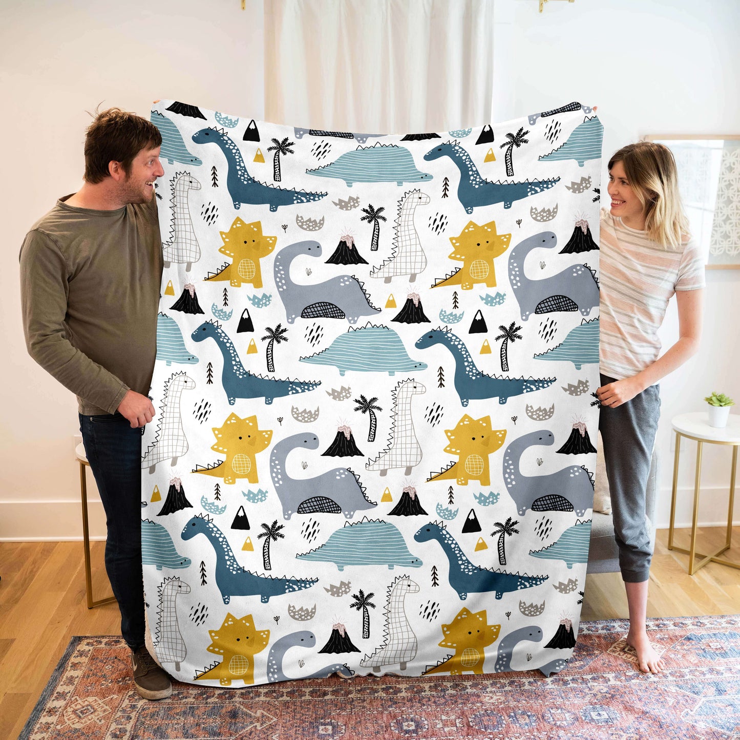 Stay cozy with this adorable Cartoon Dinosaur Pattern Flannel Throw Blanket. Made from soft polyester in a knitted design, this blanket is perfect for young ones to cuddle up with. Available in mixed colors, this dinosaur-themed blanket is sure to keep