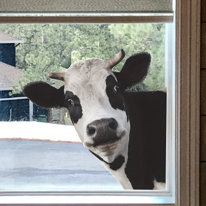 Cute cartoon cow window cling - Ideal for decorating bedrooms and entryways, effortless application without the need for power.