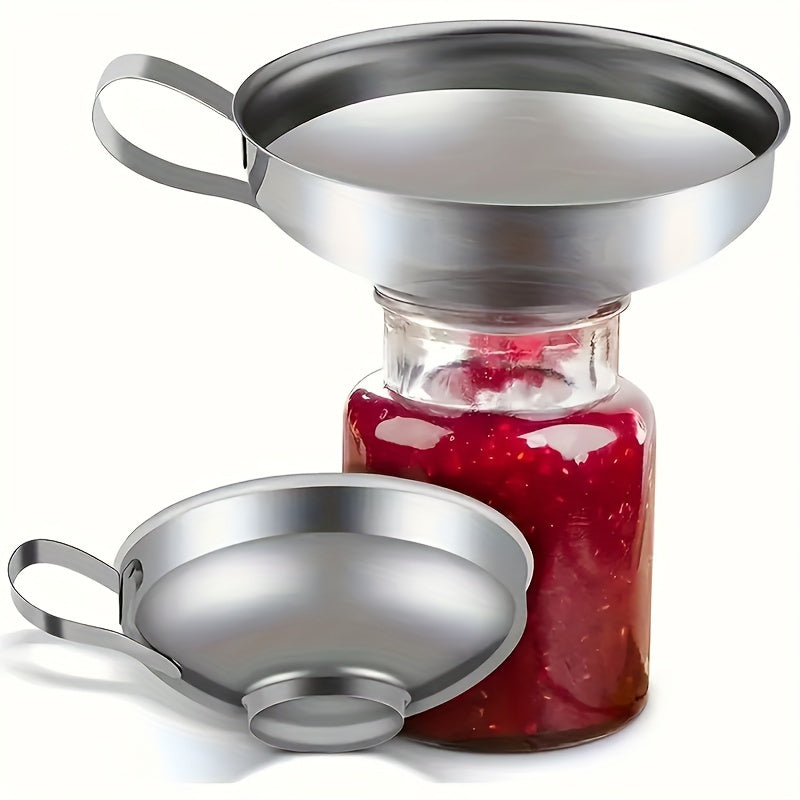 Metal Jam Funnel - Stainless Steel with Handle, Perfect for Wide and Regular Mouth Cans, FDA-Approved Grade Stainless Steel