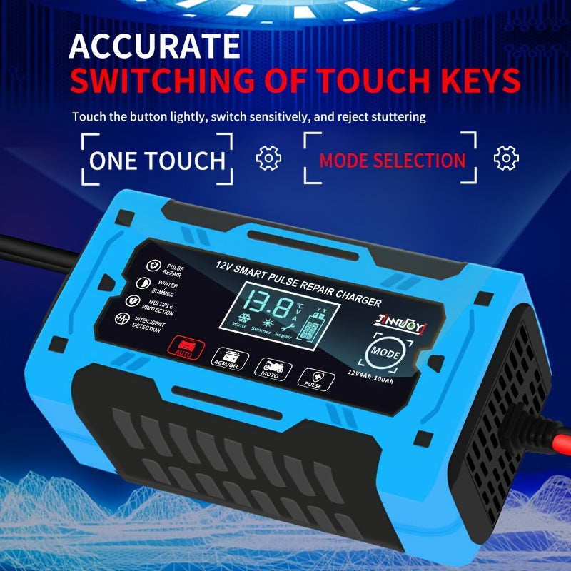 6-Amp 12V Smart Fully Automatic Battery Charger for Lead Acid Batteries. EU Plug.